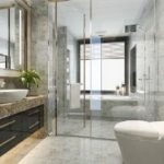 Modern bathroom with shower, sleek vanity, and plumbing fixtures by Green Hills Plumbing for remodeling projects.